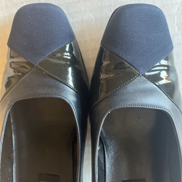 Amalfi Italy Women’s Blue And Black Patent Leather 2” Inch Heels Size 7.5 C EUC - Picture 9 of 11
